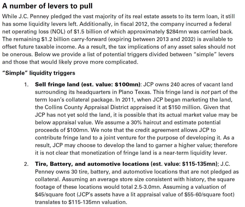 Fixed Income Research - Liquidity Triggers for JCP